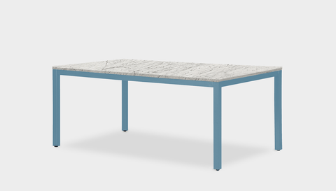 reddie-raw rectangular 160L x 90D x 75H *cm / Stone~White Veined Marble / Metal~Blue Bob Table - Marble