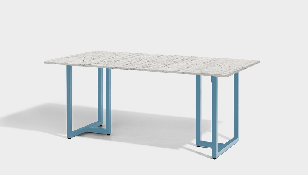 reddie-raw rectangular 160L x 90D x 75H *cm / Stone~White Veined Marble / Metal~Blue Suzy Table- Marble