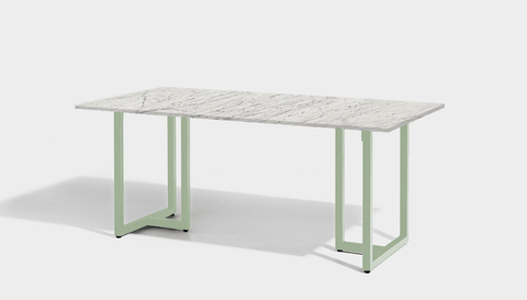 reddie-raw rectangular 160L x 90D x 75H *cm / Stone~White Veined Marble / Metal~Mint Suzy Table- Marble