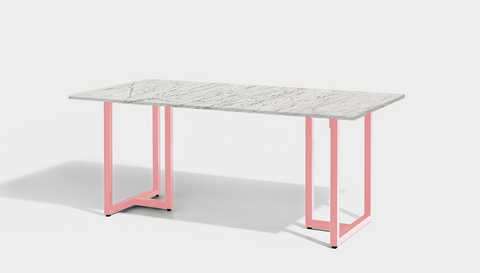 reddie-raw rectangular 160L x 90D x 75H *cm / Stone~White Veined Marble / Metal~Pink Suzy Table- Marble