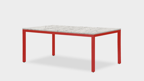reddie-raw rectangular 160L x 90D x 75H *cm / Stone~White Veined Marble / Metal~Red Bob Table - Marble