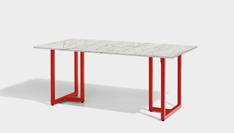 reddie-raw rectangular 160L x 90D x 75H *cm / Stone~White Veined Marble / Metal~Red Suzy Table- Marble