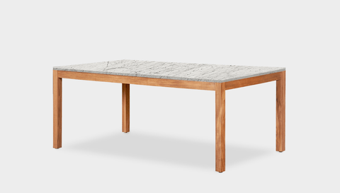 reddie-raw rectangular 160L x 90D x 75H *cm / Stone~White Veined Marble / Wood Teak~Natural Bob Table - Marble