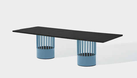 reddie-raw rectangular 240W x 100D x 75H *cm / Wood Veneer~Black / Metal~Blue Willy Cage Table - Wood