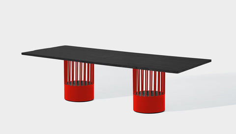 reddie-raw rectangular 240W x 100D x 75H *cm / Wood Veneer~Black / Metal~Red Willy Cage Table - Wood