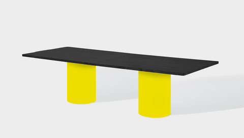 reddie-raw rectangular 240W x 100D x 75H *cm / Wood Veneer~Black / Metal~Yellow Dora Drum Table - Wood
