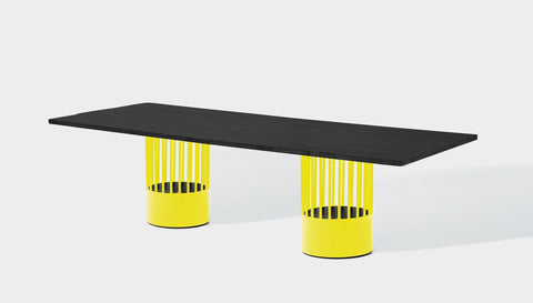 reddie-raw rectangular 240W x 100D x 75H *cm / Wood Veneer~Black / Metal~Yellow Willy Cage Table - Wood