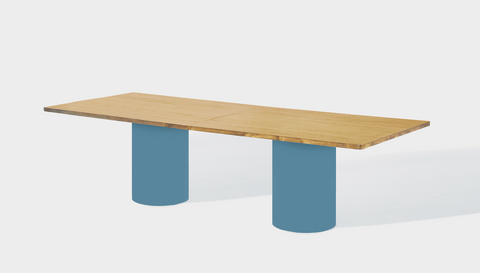 reddie-raw rectangular 240W x 100D x 75H *cm / Wood Veneer~Oak / Metal~Blue Dora Drum Table - Wood