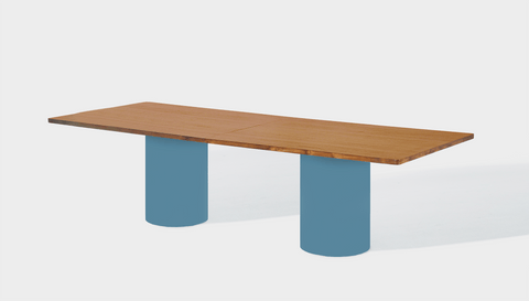 reddie-raw rectangular 240W x 100D x 75H *cm / Wood Veneer~Teak / Metal~Blue Dora Drum Table - Wood