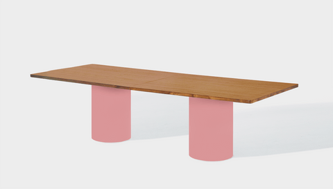 reddie-raw rectangular 240W x 100D x 75H *cm / Wood Veneer~Teak / Metal~Pink Dora Drum Table - Wood