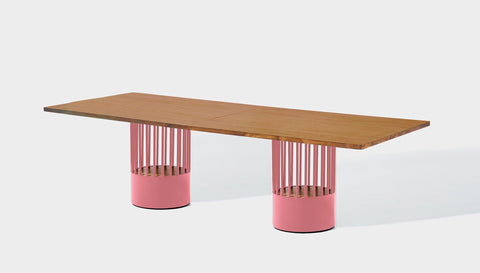 reddie-raw rectangular 240W x 100D x 75H *cm / Wood Veneer~Teak / Metal~Pink Willy Cage Table - Wood