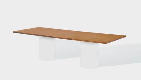 reddie-raw rectangular 240W x 100D x 75H *cm / Wood Veneer~Teak / Metal~White Dora Drum Table - Wood