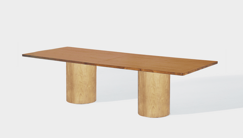 reddie-raw rectangular 240W x 100D x 75H *cm / Wood Veneer~Teak / Wood Veneer~Oak Dora Drum Table - Wood