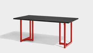 reddie-raw rectangular dining 160L x 90D x 75H *cm / Wood Teak~Black / Metal~Red Suzy Table - Wood