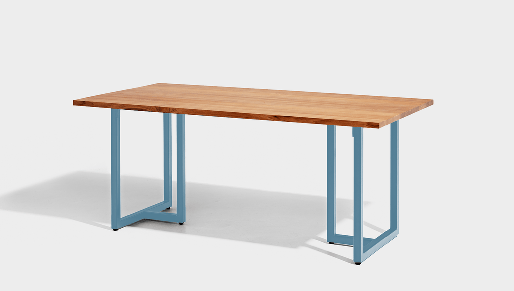 reddie-raw rectangular dining 160L x 90D x 75H *cm / Wood Teak~Natural / Metal~Blue Suzy Table - Wood