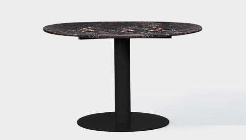 reddie-raw round 100dia x 75H *cm / Stone~Black Veined Marble / Metal~Black Bob Pedestal Table - Marble