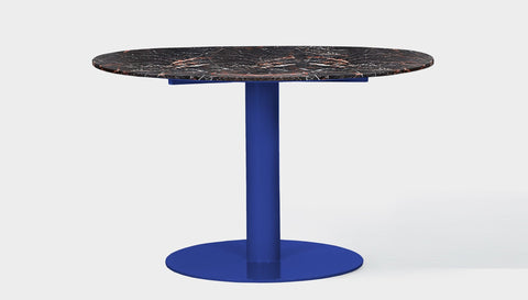 reddie-raw round 100dia x 75H *cm / Stone~Black Veined Marble / Metal~Blue Bob Pedestal Table - Marble