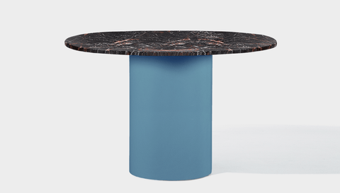 reddie-raw round 100dia x 75H *cm / Stone~Black Veined Marble / Metal~Blue Dora Drum Table Round - Marble