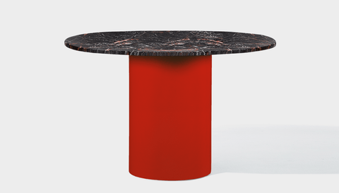 reddie-raw round 100dia x 75H *cm / Stone~Black Veined Marble / Metal~Red Dora Drum Table Round - Marble