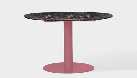 reddie-raw round 100dia x 75H *cm / Stone~Black Veined Marble / Pink Bob Pedestal Table - Marble