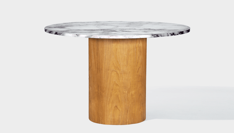 reddie-raw round 100dia x 75H *cm / Stone~Calacatta Viola / Wood Veneer~Oak Dora Drum Table Round - Marble