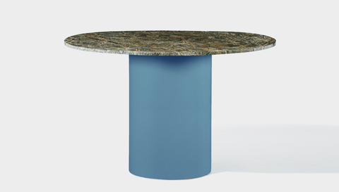 reddie-raw round 100dia x 75H *cm / Stone~Forest Green / Metal~Blue Dora Drum Table Round - Marble