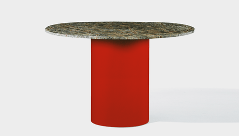 reddie-raw round 100dia x 75H *cm / Stone~Forest Green / Metal~Red Dora Drum Table Round - Marble