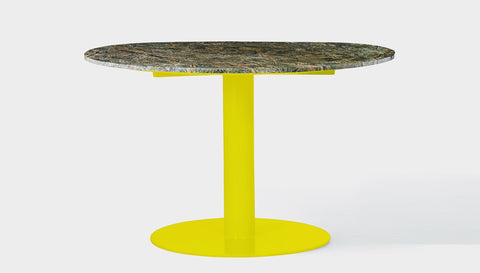 reddie-raw round 100dia x 75H *cm / Stone~Forest Green / Metal~Yellow Bob Pedestal Table - Marble