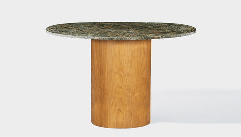 reddie-raw round 100dia x 75H *cm / Stone~Forest Green / Wood Veneer~Oak Dora Drum Table Round - Marble