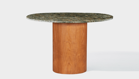 reddie-raw round 100dia x 75H *cm / Stone~Forest Green / Wood Veneer~Teak Dora Drum Table Round - Marble