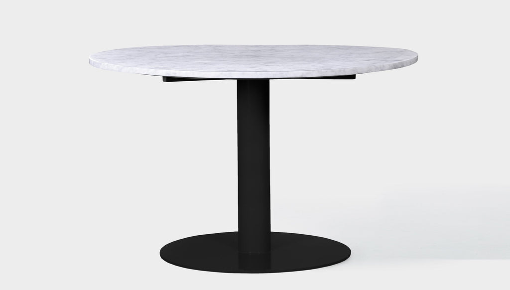 reddie-raw round 100dia x 75H *cm / Stone~White Veined Marble / Metal~Black Bob Pedestal Table - Marble