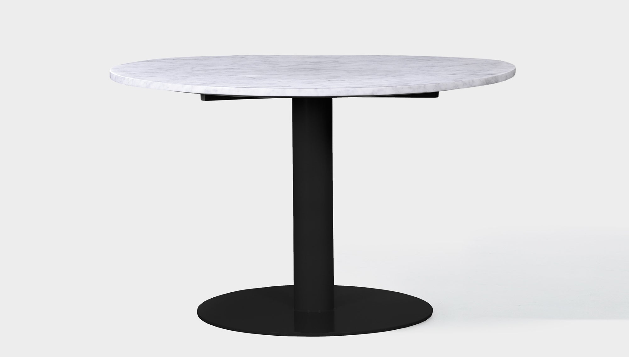 reddie-raw round 100dia x 75H *cm / Stone~White Veined Marble / Metal~Black Bob Pedestal Table - Marble
