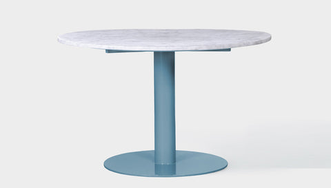 reddie-raw round 100dia x 75H *cm / Stone~White Veined Marble / Metal~Blue Bob Pedestal Table - Marble