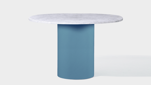 reddie-raw round 100dia x 75H *cm / Stone~White Veined Marble / Metal~Blue Dora Drum Table Round - Marble