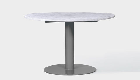 reddie-raw round 100dia x 75H *cm / Stone~White Veined Marble / Metal~Grey Bob Pedestal Table - Marble