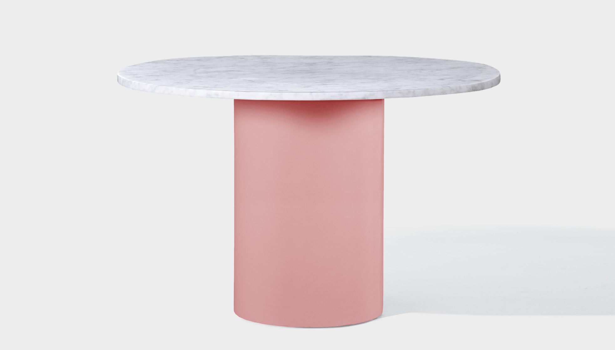 reddie-raw round 100dia x 75H *cm / Stone~White Veined Marble / Metal~Pink Dora Drum Table Round - Marble