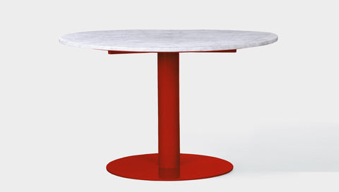 reddie-raw round 100dia x 75H *cm / Stone~White Veined Marble / Metal~Red Bob Pedestal Table - Marble