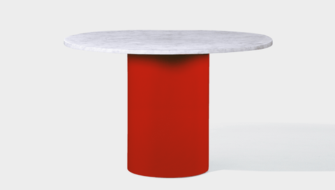 reddie-raw round 100dia x 75H *cm / Stone~White Veined Marble / Metal~Red Dora Drum Table Round - Marble