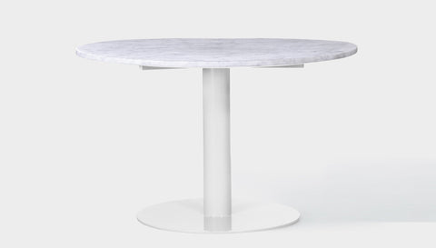 reddie-raw round 100dia x 75H *cm / Stone~White Veined Marble / Metal~White Bob Pedestal Table - Marble