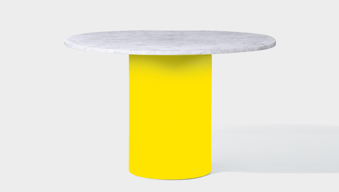 reddie-raw round 100dia x 75H *cm / Stone~White Veined Marble / Metal~Yellow Dora Drum Table Round - Marble