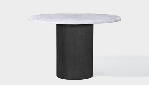 reddie-raw round 100dia x 75H *cm / Stone~White Veined Marble / Wood Veneer~Black Dora Drum Table Round - Marble