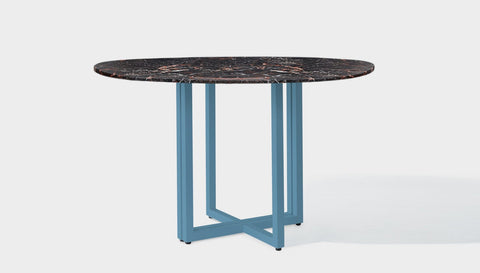 reddie-raw round 120dia x 75 H *cm / Stone~Black Veined Marble / Metal~Blue Suzy Table Round - Marble