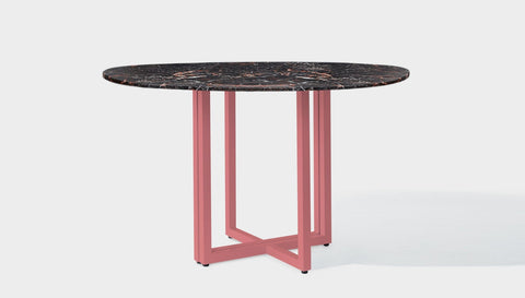 reddie-raw round 120dia x 75 H *cm / Stone~Black Veined Marble / Metal~Pink Suzy Table Round - Marble