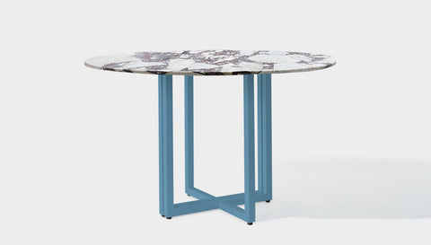 reddie-raw round 120dia x 75 H *cm / Stone~Calacatta Viola / Metal~Blue Suzy Table Round - Marble