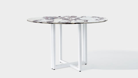 reddie-raw round 120dia x 75 H *cm / Stone~Calacatta Viola / Metal~White Suzy Table Round - Marble