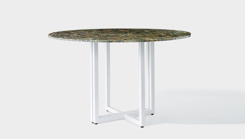 reddie-raw round 120dia x 75 H *cm / Stone~Forest Green / Metal~White Suzy Table Round - Marble