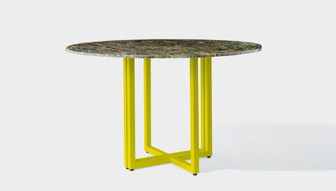 reddie-raw round 120dia x 75 H *cm / Stone~Forest Green / Metal~Yellow Suzy Table Round - Marble