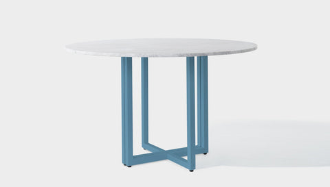 reddie-raw round 120dia x 75 H *cm / Stone~White Veined Marble / Metal~Blue Suzy Table Round - Marble
