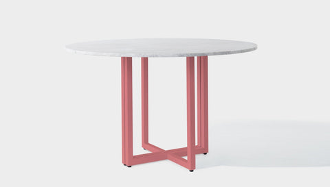 reddie-raw round 120dia x 75 H *cm / Stone~White Veined Marble / Metal~Pink Suzy Table Round - Marble