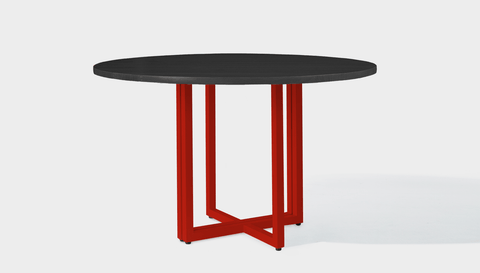 reddie-raw round 120dia x 75 H *cm / Wood Teak~Black / Metal~Red Suzy Table Round - Wood